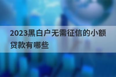 2023黑白户无需征信的小额贷款有哪些?整理5个无视黑白不看征信的贷款