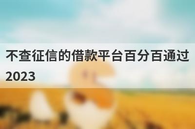 不查征信的借款平台百分百通过2023,盘点5个不看征信能借钱的平台