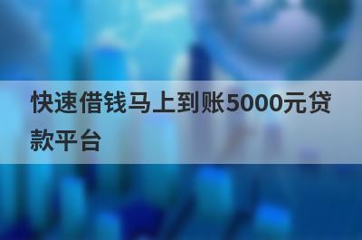快速借钱马上到账5000元贷款平台，这几个小额贷款平台都能满足