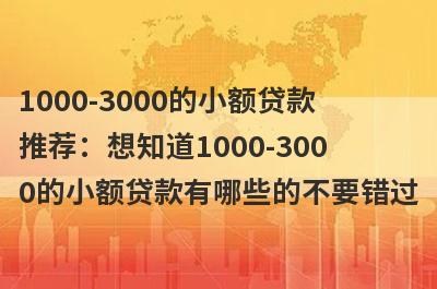 1000-3000的小额贷款推荐：想知道1000-3000的小额贷款有哪些的不要错过！