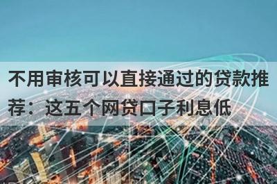 不用审核可以直接通过的贷款推荐：这五个网贷口子利息低，秒下款！