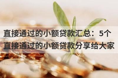 直接通过的小额贷款汇总：5个直接通过的小额贷款分享给大家！