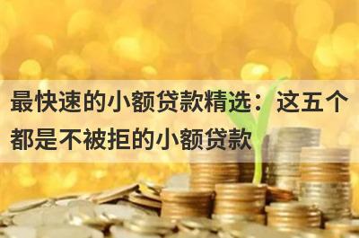 最快速的小额贷款精选：这五个都是不被拒的小额贷款