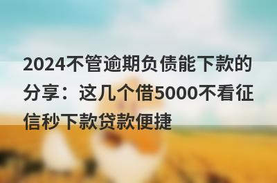 2024不管逾期负债能下款的分享：这几个借5000不看征信秒下款贷款便捷，秒到账！