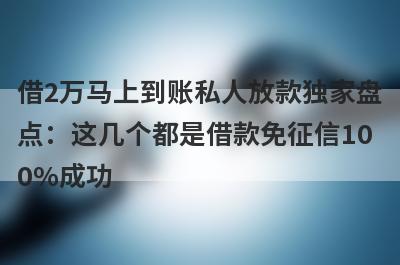 借2万马上到账私人放款独家盘点：这几个都是借款免征信100%成功
