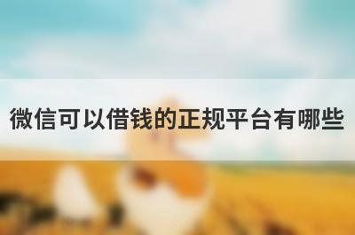 微信可以借钱的正规平台有哪些,微信借钱1000元马上到账