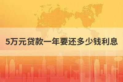 5万元贷款一年要还多少钱利息?