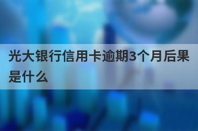 光大银行信用卡逾期3个月后果是什么?