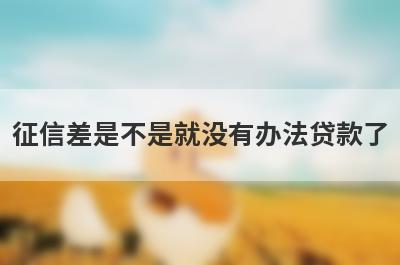 征信差是不是就没有办法贷款了?