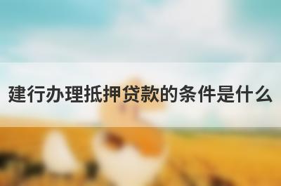 建行办理抵押贷款的条件是什么?