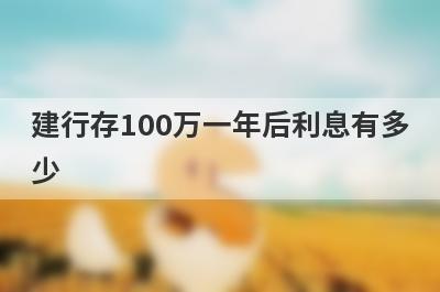 建行存100万一年后利息有多少?