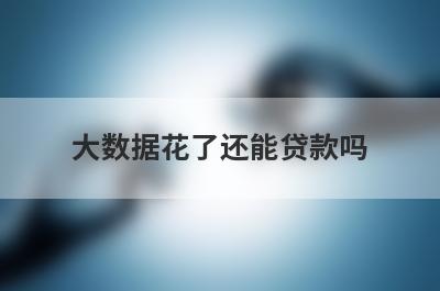 大数据花了还能贷款吗?大数据花了也能贷款的平台