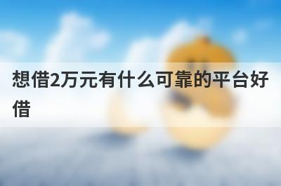 想借2万元有什么可靠的平台好借?