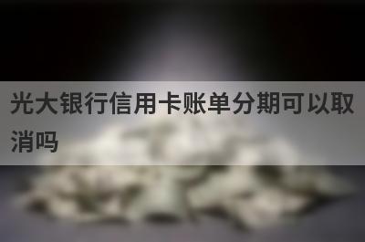光大银行信用卡账单分期可以取消吗?