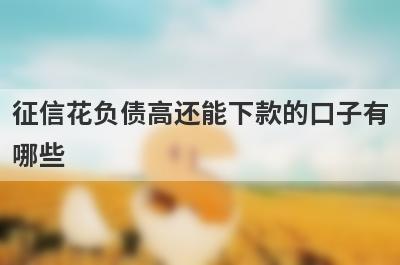 征信花负债高还能下款的口子有哪些?这些门槛低好下款