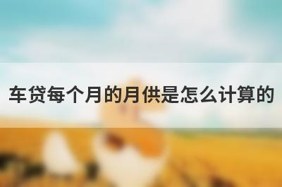 车贷每个月的月供是怎么计算的 