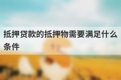 抵押贷款的抵押物需要满足什么条件?