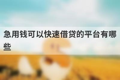 急用钱可以快速借贷的平台有哪些?这几个平台借钱快速到账