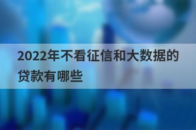 2022年不看征信和大数据的贷款有哪些?整理5个无视大数据的网贷