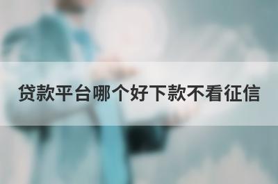 贷款平台哪个好下款不看征信?这几个平台不查征信秒下款