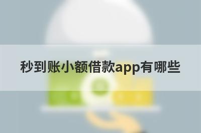 秒到账小额借款app有哪些?盘点秒借钱马上到账的小额app