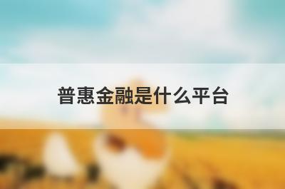 普惠金融是什么平台?