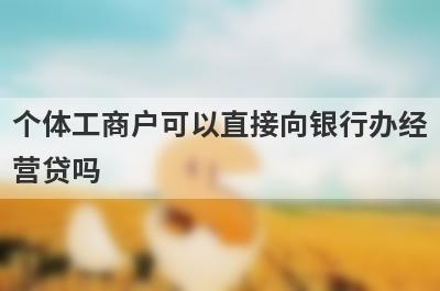 个体工商户可以直接向银行办经营贷吗?流程复杂吗?