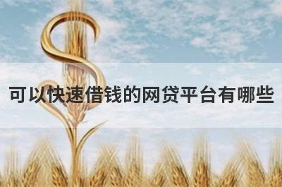 可以快速借钱的网贷平台有哪些?这几个平台借款快速到账