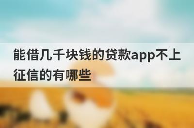 能借几千块钱的贷款app不上征信的有哪些?