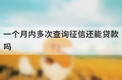 一个月内多次查询征信还能贷款吗 