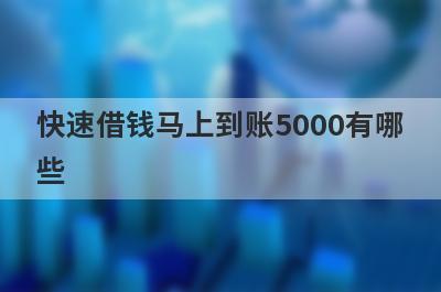 快速借钱马上到账5000有哪些？整理5个秒到账贷款一天到账