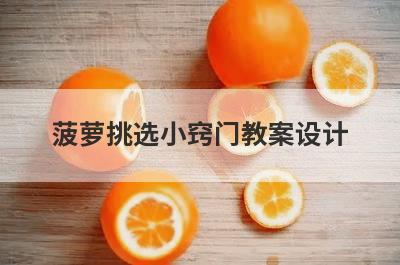 菠萝挑选小窍门教案设计