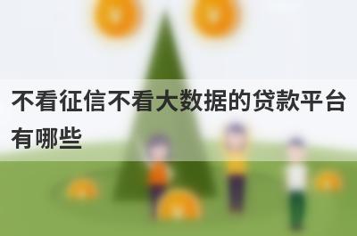 不看征信不看大数据的贷款平台有哪些？整理5个贷款不看征信负债的