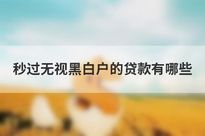 秒过无视黑白户的贷款有哪些？独家盘点黑口子审核必过的平台