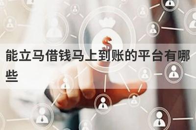 能立马借钱马上到账的平台有哪
些
