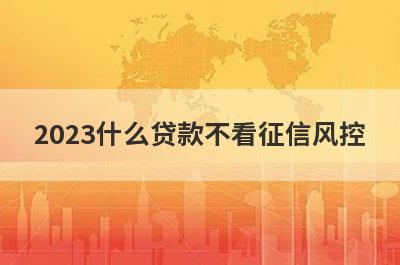 2023什么贷款不看征信风控