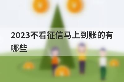 2023不看征信马上到账的有哪些?盘点5个不查征信秒到账的平台