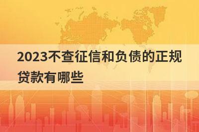2023不查征信和负债的正规
贷款有哪些
