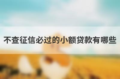 不查征信必过的小额贷款有哪些