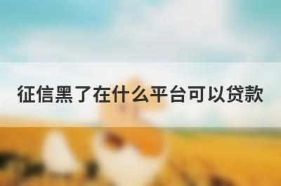 征信黑了在什么平台可以贷款