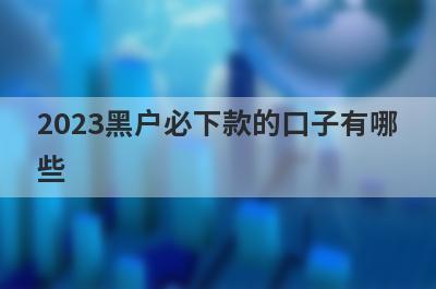 2023黑户必下款的口子有哪
些
