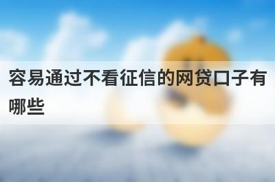 容易通过不看征信的网贷口子有
哪些
