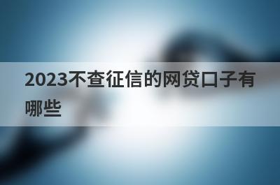 2023不查征信的网贷口子有
哪些
