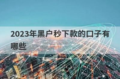 2023年黑户秒下款的口子有
哪些
