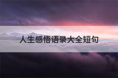 人生感悟语录大全短句
