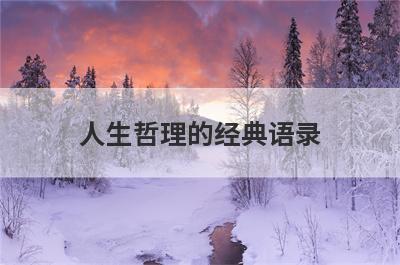 人生哲理的经典语录