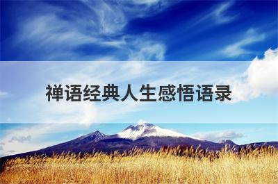 禅语经典人生感悟语录