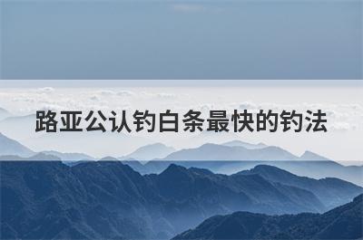 路亚公认钓白条最快的钓法