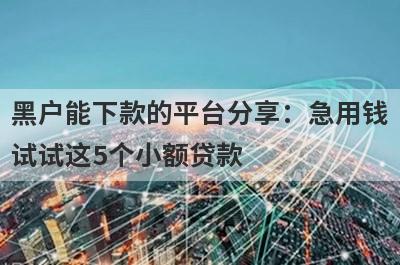 黑户能下款的平台分享：急用钱试试这5个小额贷款！