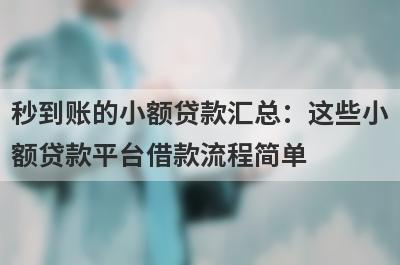 秒到账的小额贷款汇总：这些小额贷款平台借款流程简单，放款快速！